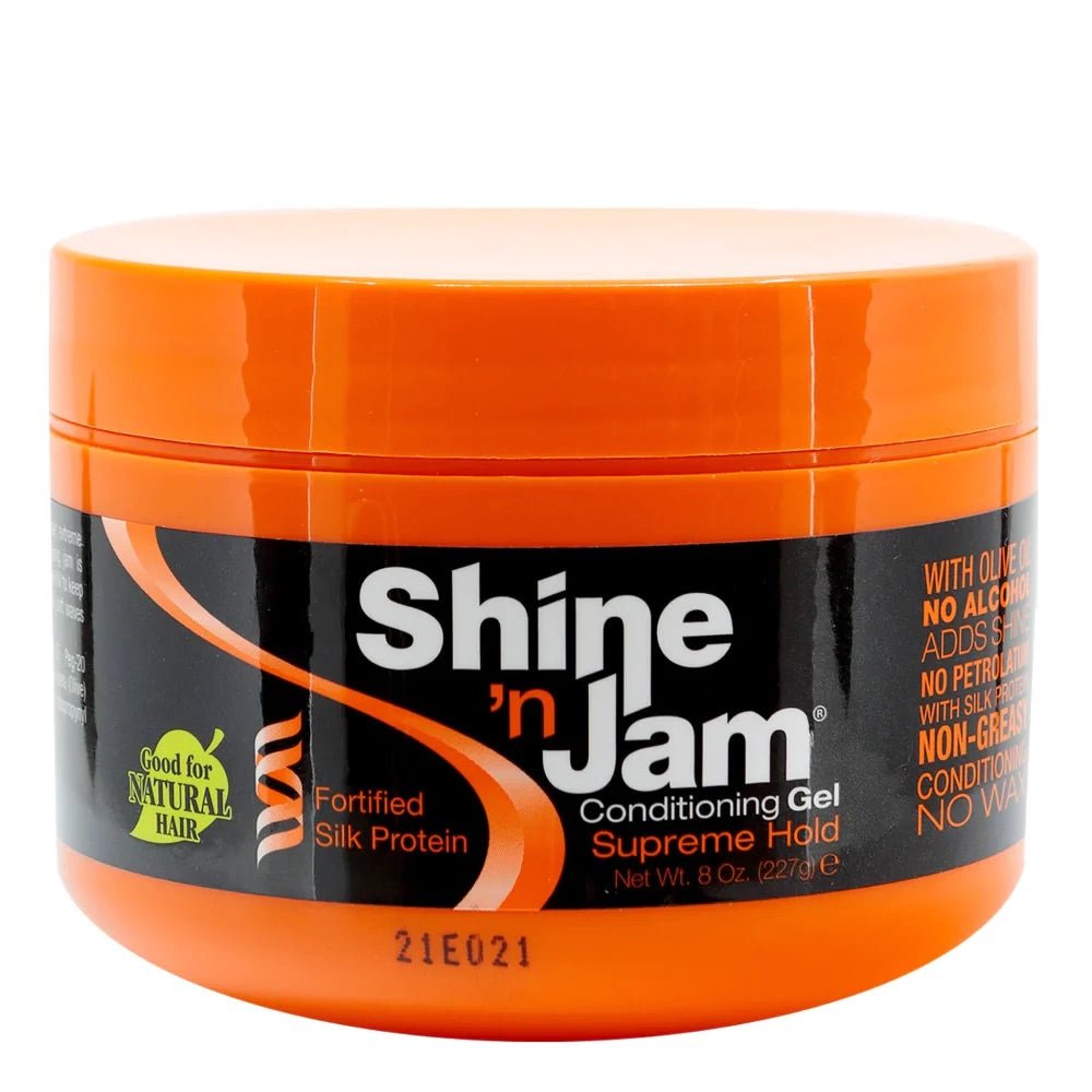 Ampro Shine ‘n Jam Conditioning Gel Supreme Hold - Southwestsix Cosmetics Ampro Shine ‘n Jam Conditioning Gel Supreme Hold Holding Gel Ampro Southwestsix Cosmetics 077312412708 8oz Ampro Shine ‘n Jam Conditioning Gel Supreme Hold
