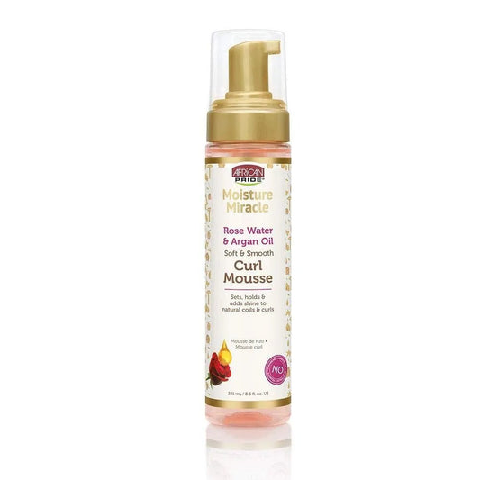 African Pride Moisture Miracle Rose Water and Argan Oil Curl Mousse 251ml - Southwestsix Cosmetics African Pride Moisture Miracle Rose Water and Argan Oil Curl Mousse 251ml African Pride Southwestsix Cosmetics 802535531321 African Pride Moisture Miracle Rose Water and Argan Oil Curl Mousse 251ml