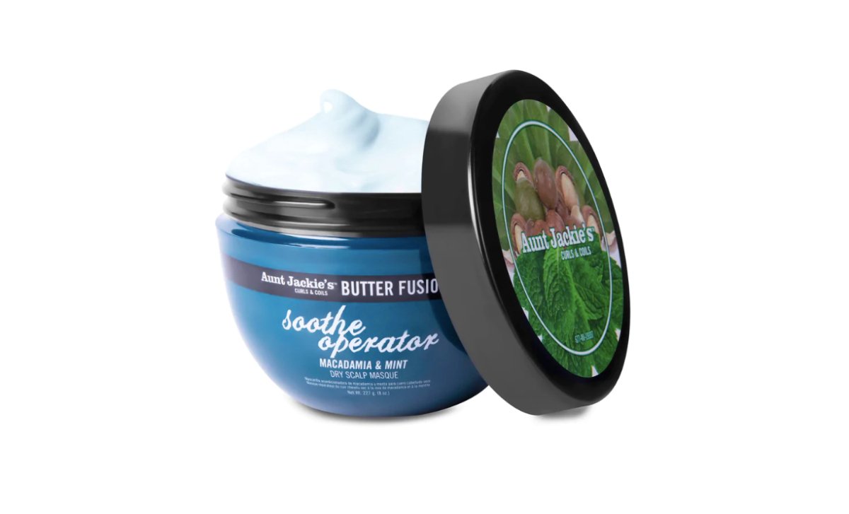 Aunt Jackie’s Butter Fusions Soothe Operator Macadamia & Mint Dry Scalp Masque 8oz - Southwestsix Cosmetics Aunt Jackie’s Butter Fusions Soothe Operator Macadamia & Mint Dry Scalp Masque 8oz Hair Masque Aunt Jackie's Southwestsix Cosmetics Aunt Jackie’s Butter Fusions Soothe Operator Macadamia & Mint Dry Scalp Masque 8oz