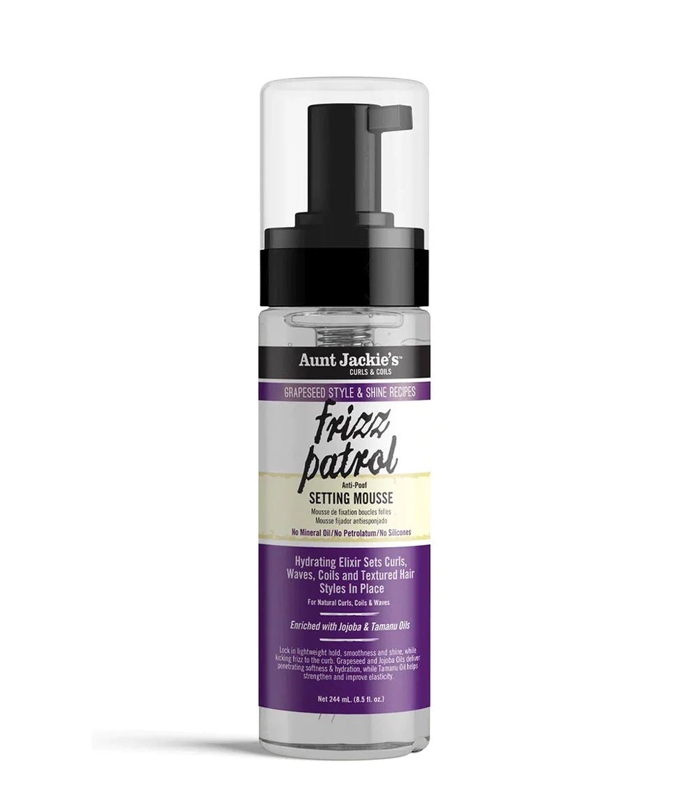 Aunt Jackie’s Frizz Patrol Anti Poof Setting Mousse 8.5oz - Southwestsix Cosmetics Aunt Jackie’s Frizz Patrol Anti Poof Setting Mousse 8.5oz Aunt Jackie's Southwestsix Cosmetics 034285660086 Aunt Jackie’s Frizz Patrol Anti Poof Setting Mousse 8.5oz