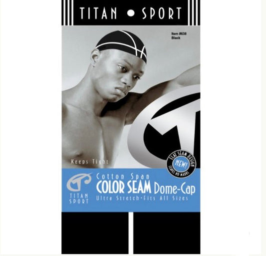 Titan Donna Cotton Span Colour Seam Dome Cap - Southwestsix Cosmetics Titan Donna Cotton Span Colour Seam Dome Cap Accessories Titan Donna Southwestsix Cosmetics White With Black Seam Titan Donna Cotton Span Colour Seam Dome Cap
